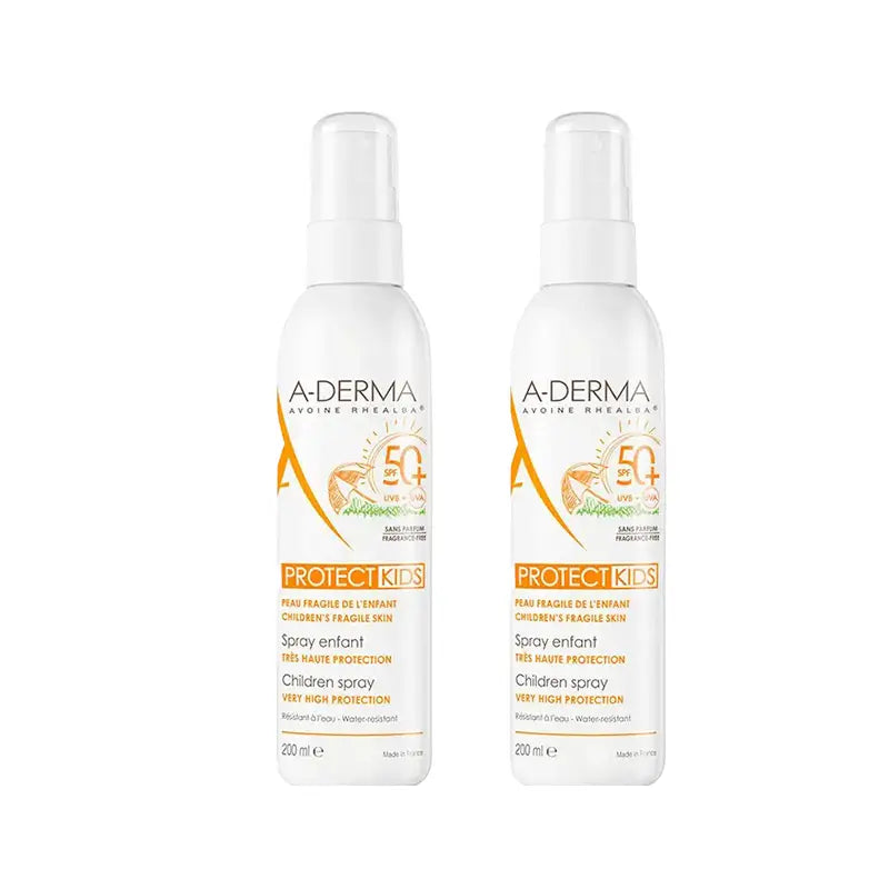 A-Derma Aderma Protect Spray solare per bambini Spf50+, 2X200 Ml