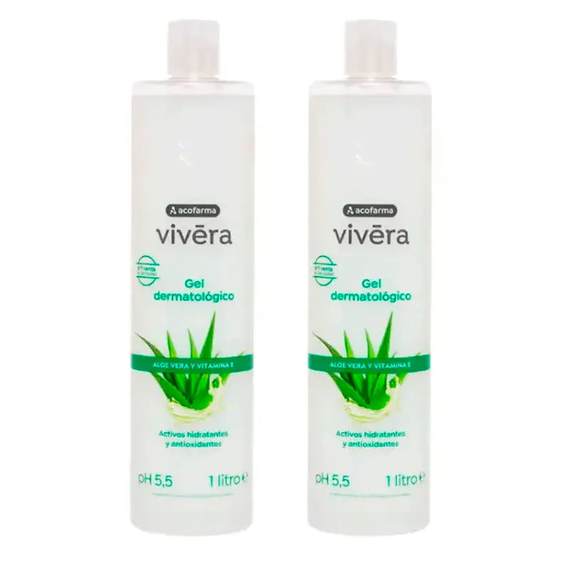 Acofar Vivera Aloe Vera Vitamina E Gel, Confezione 2 x 1 Litro