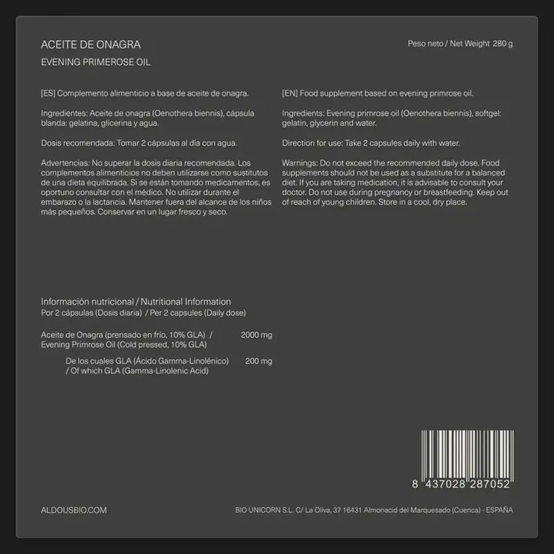 Olio di enotera Aldous Bio, 200 capsule