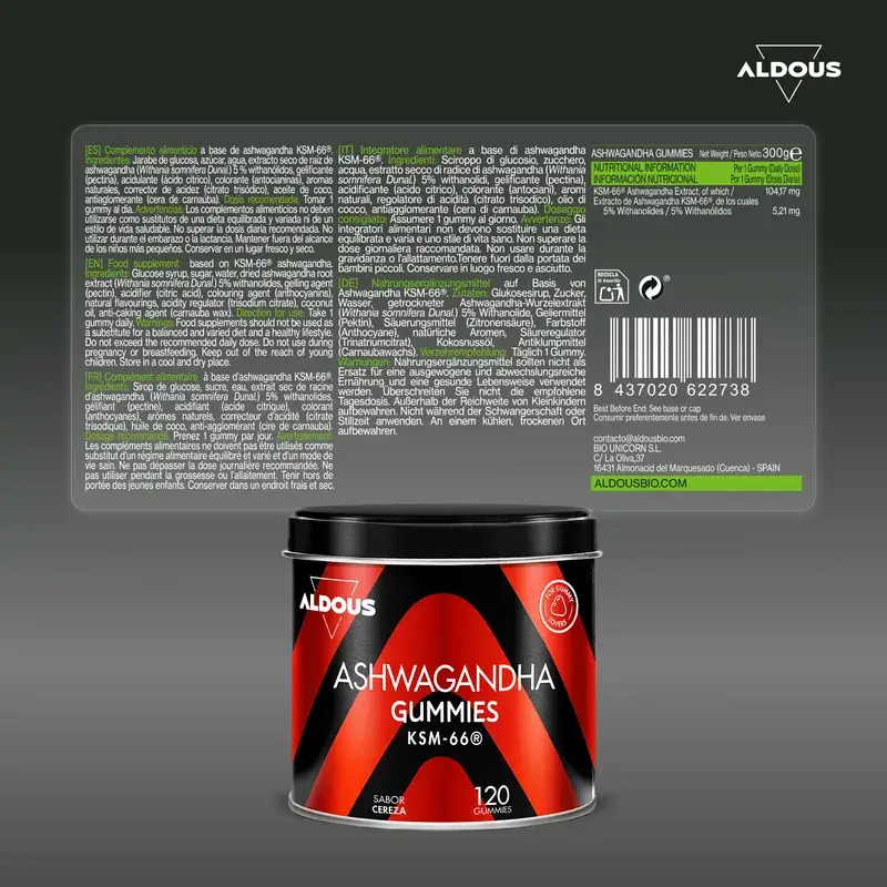 Aldous Bio Ashwagandha Ksm-66 , 120 gommine
