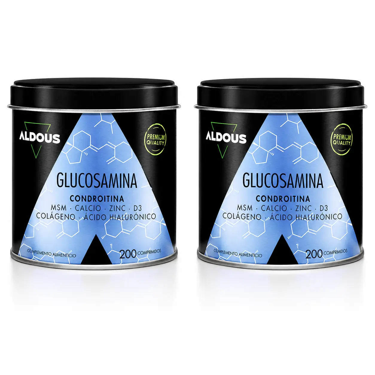 Aldous Bio Glucosamina, condroitina, Msm, collagene, acido ialuronico, zinco, calcio e vitamina D3 , 200 compresse, confezione da 2