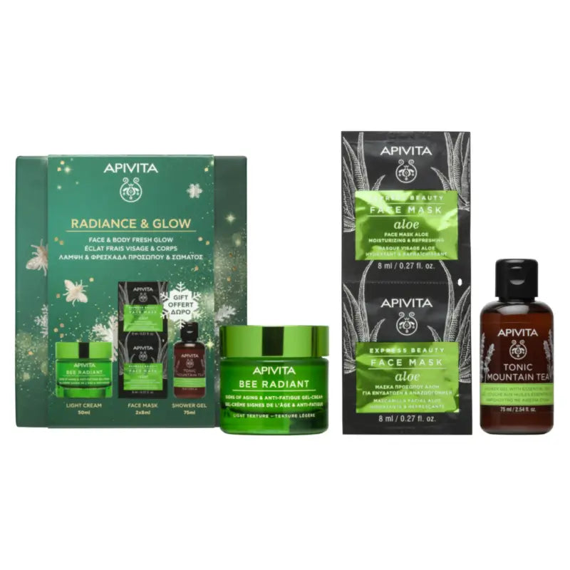 Apivita Cofanetto Bee Radiant Crema Leggera, 50 + 2*8 + 75 ml