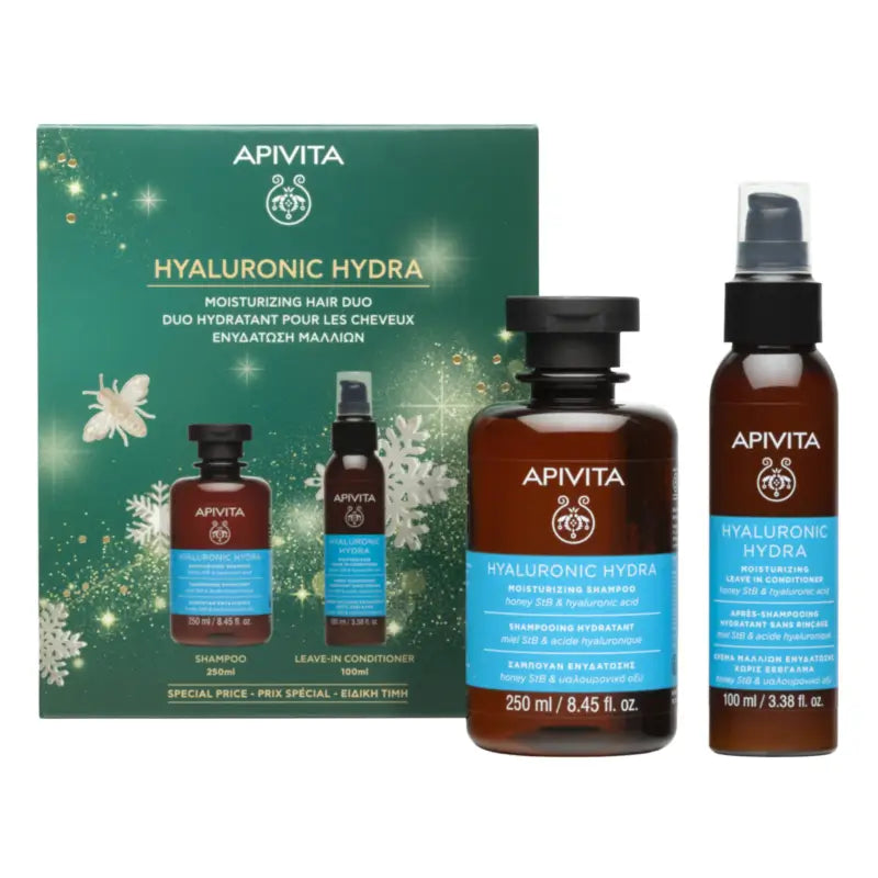 Apivita Cofanetto Hyaluronic Hydra Shampoo + Balsamo senza risciacquo, 250 + 100 ml