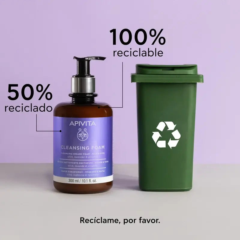 Apivita Facial Cleansing Promotion - Crema detergente schiumogena per viso e occhi, 300ml