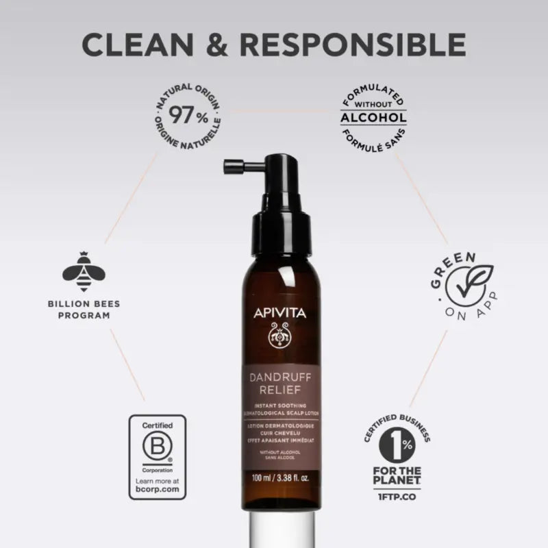 Apivita Lozione dermatologica lenitiva istantanea per il cuoio capelluto, 100 ml