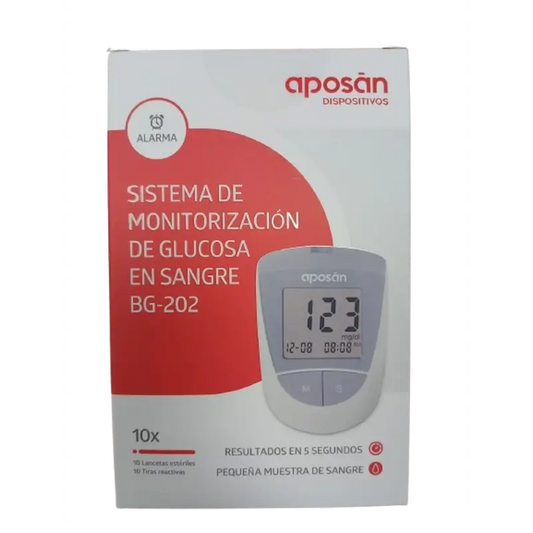 Sistema di monitoraggio della glicemia Aposan Bg-02, 10 lancette + 10 strisce
