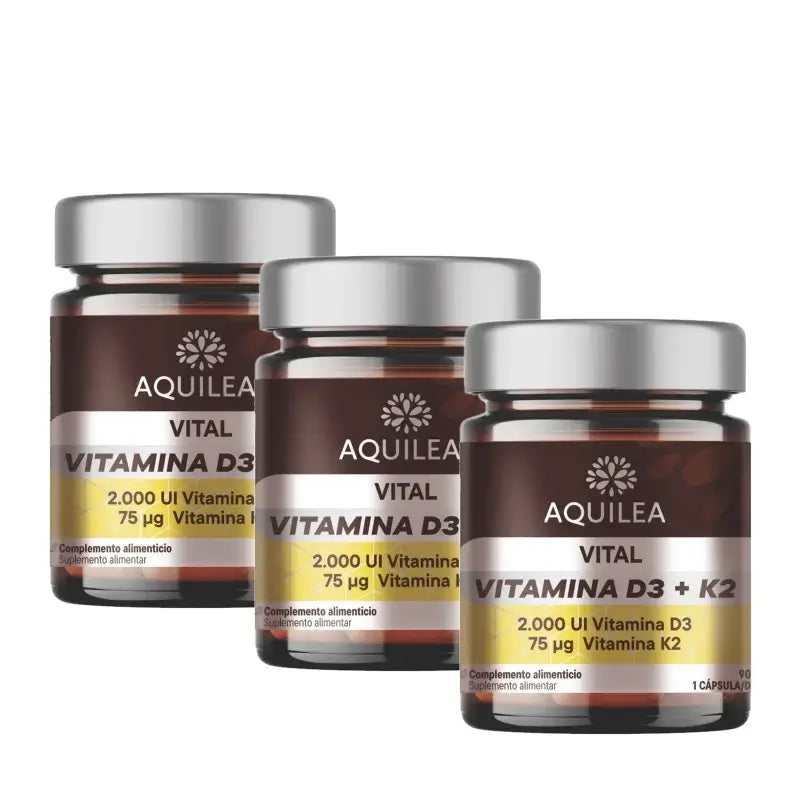 Aquilea Vitals Vit D3+K2, 90 capsule, confezione da 3