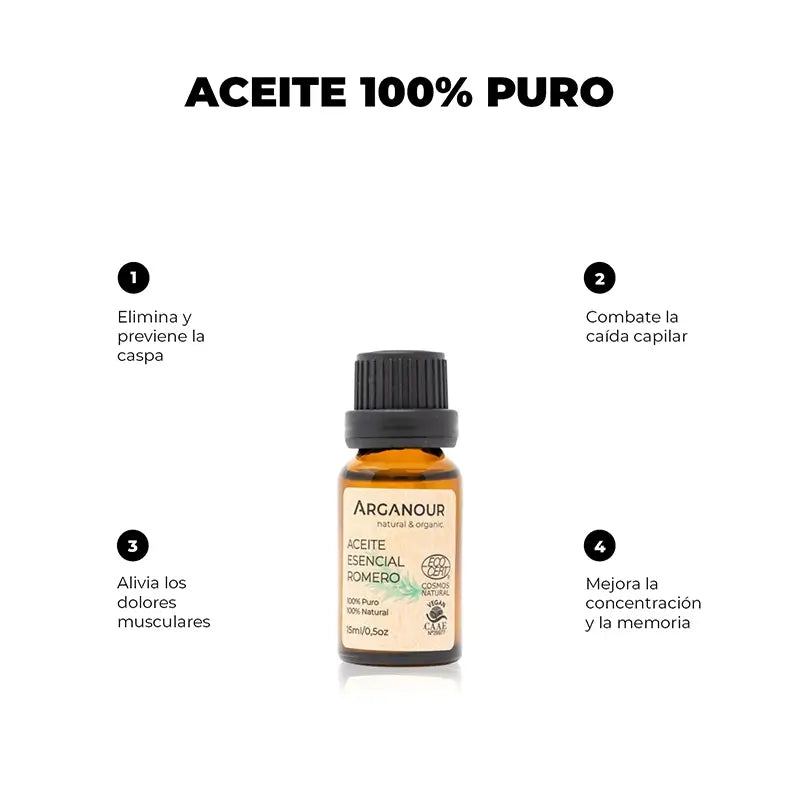 Olio essenziale di Arganour Olio essenziale di rosmarino, 15 Ml