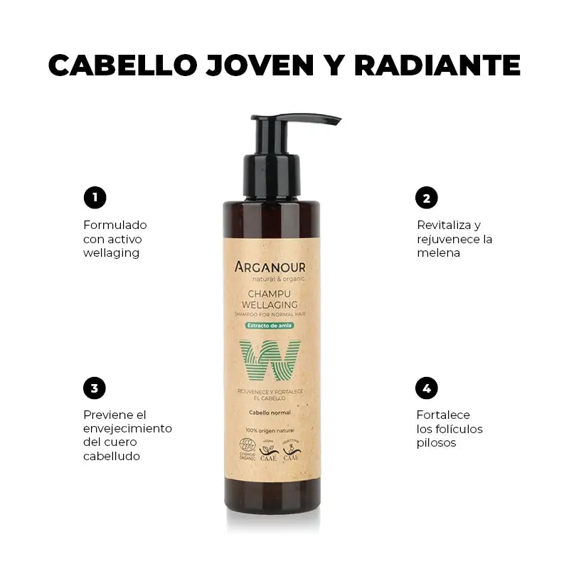 Arganour Shampoo benefico per capelli senza solfati, 200 Ml