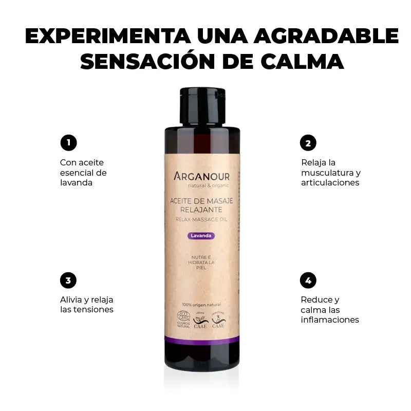Olio da massaggio rilassante per il corpo Arganour, 200 Ml