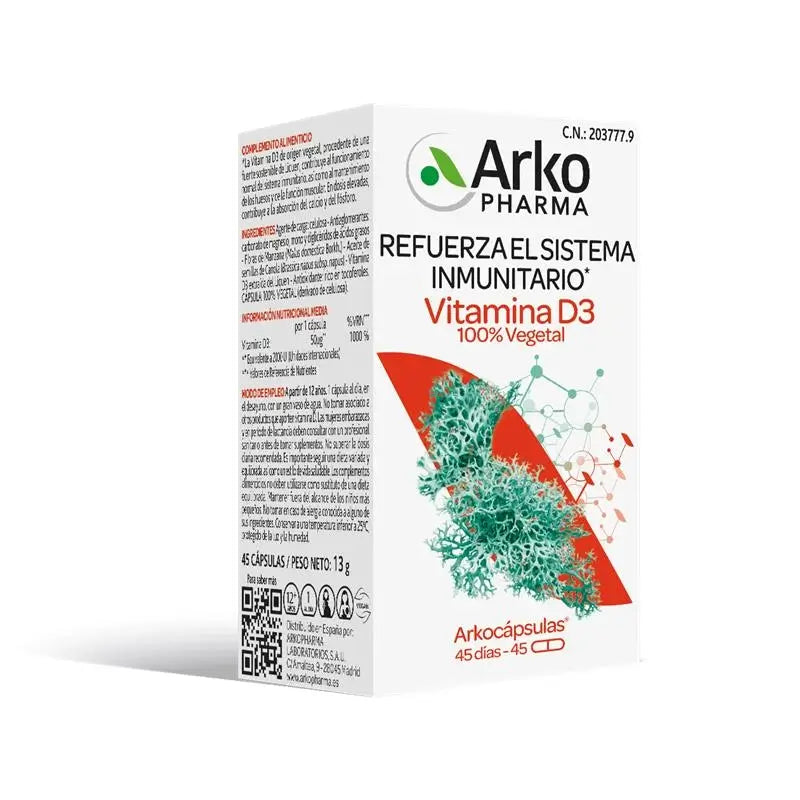 Arkopharma Arkocápsulas Vitamina D3 100% vegetale, 45 capsule