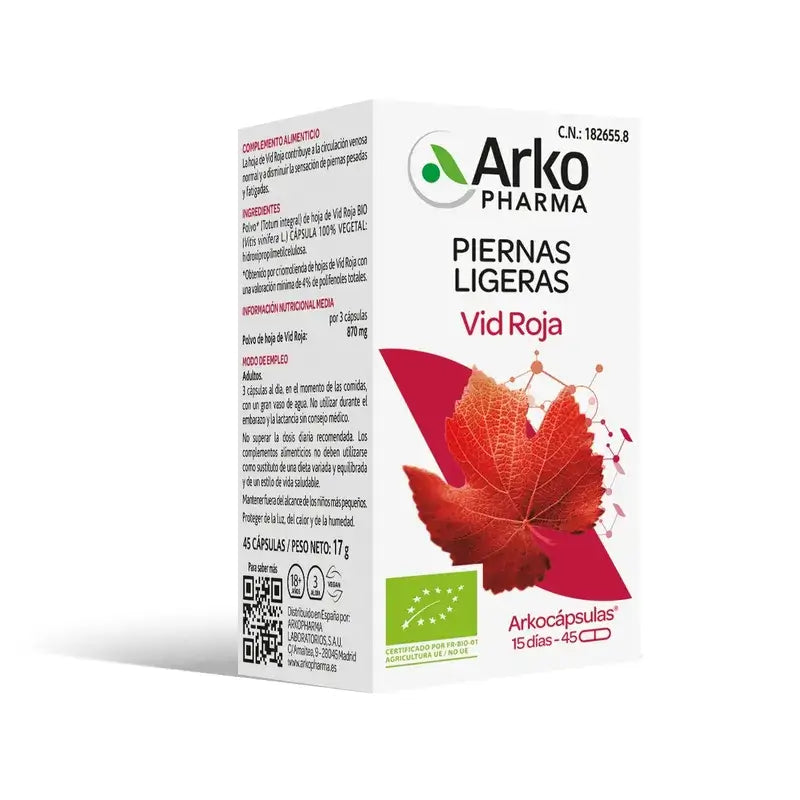 Arkopharma Arkopcápsulas Vite Rossa Bio, 45 capsule