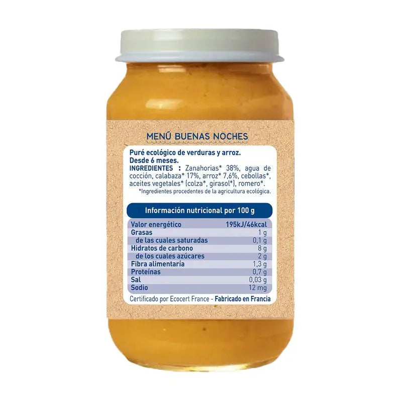Babybio Buonanotte Carota-Squash-Riso, 200 g