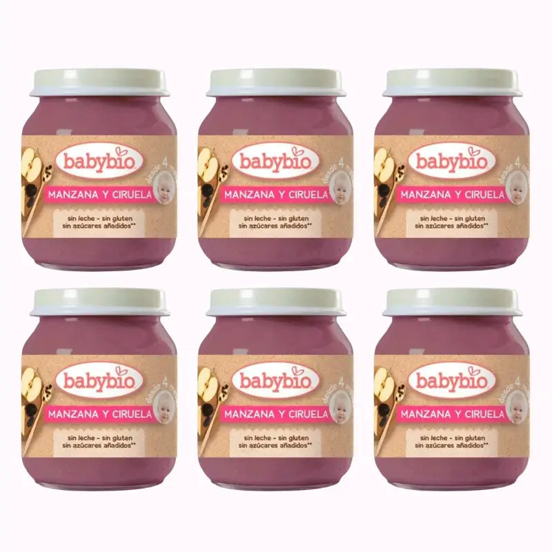 Babybio Mela Prugna, Confezione 6 x Prugna, 130g