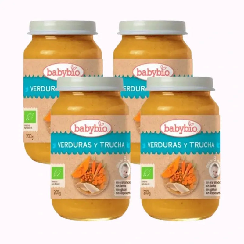 Babybio Menu Trota Tradizionale, Confezione 4 x 200 grammi