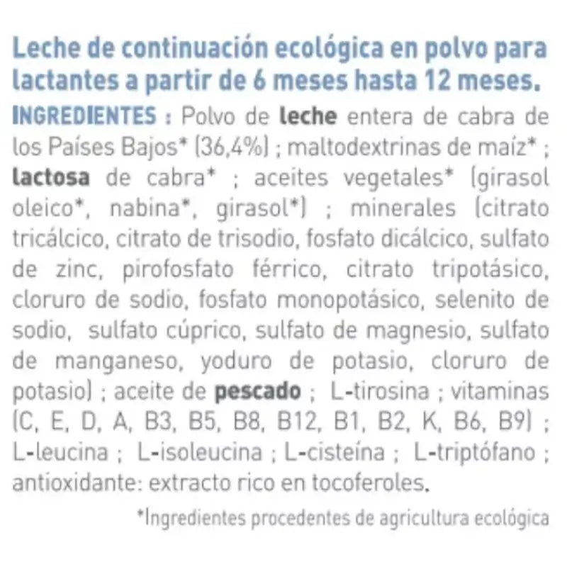 Babybio Caprea 2 Latte di capra 6-12 mesi, Confezione 12 x 800 g