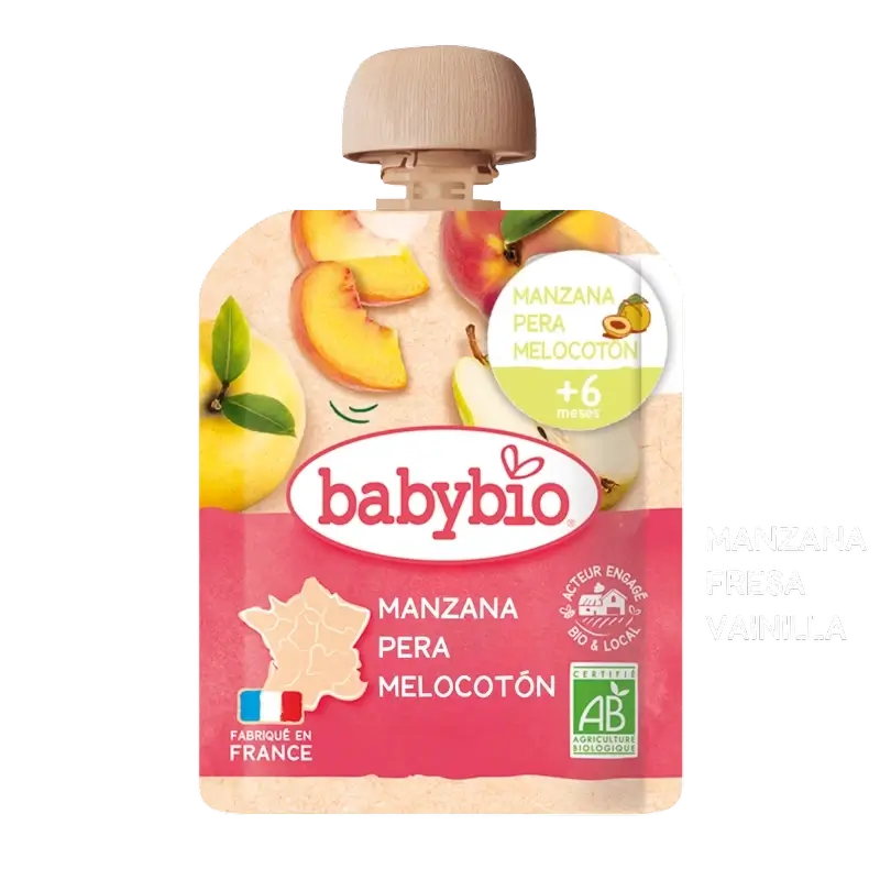 Babybio Pouche Mela, Pera e Pesca , 90 g
