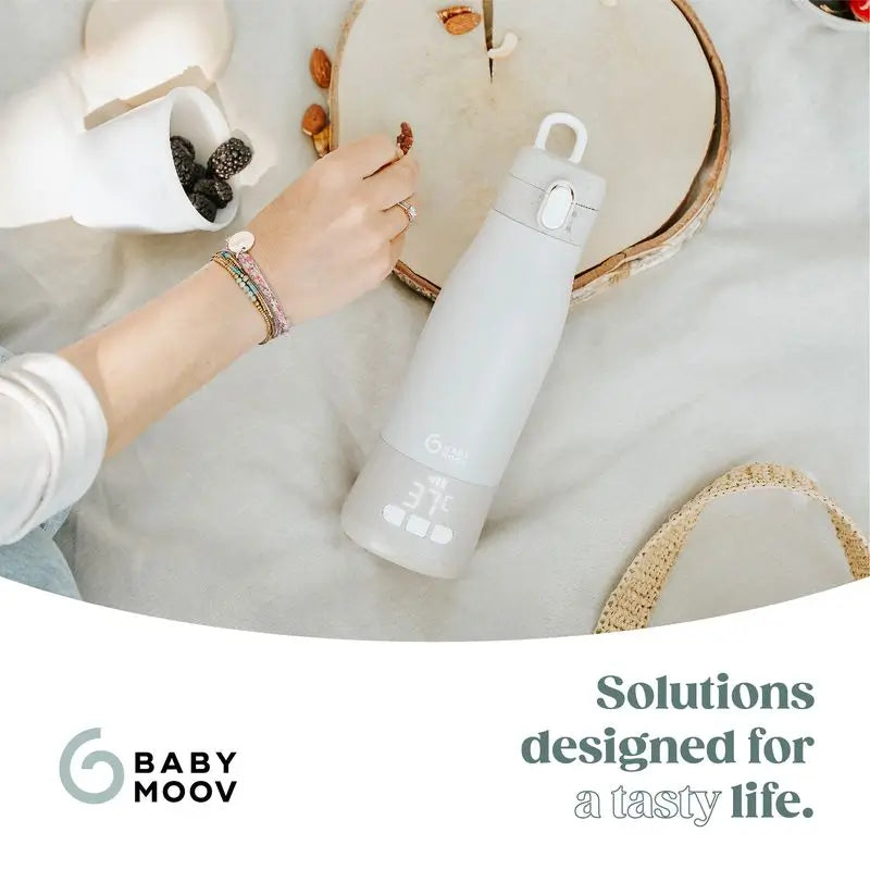 Babymoov Scaldabiberon trasportabile con batteria Moov & Feed Mineral Beige
