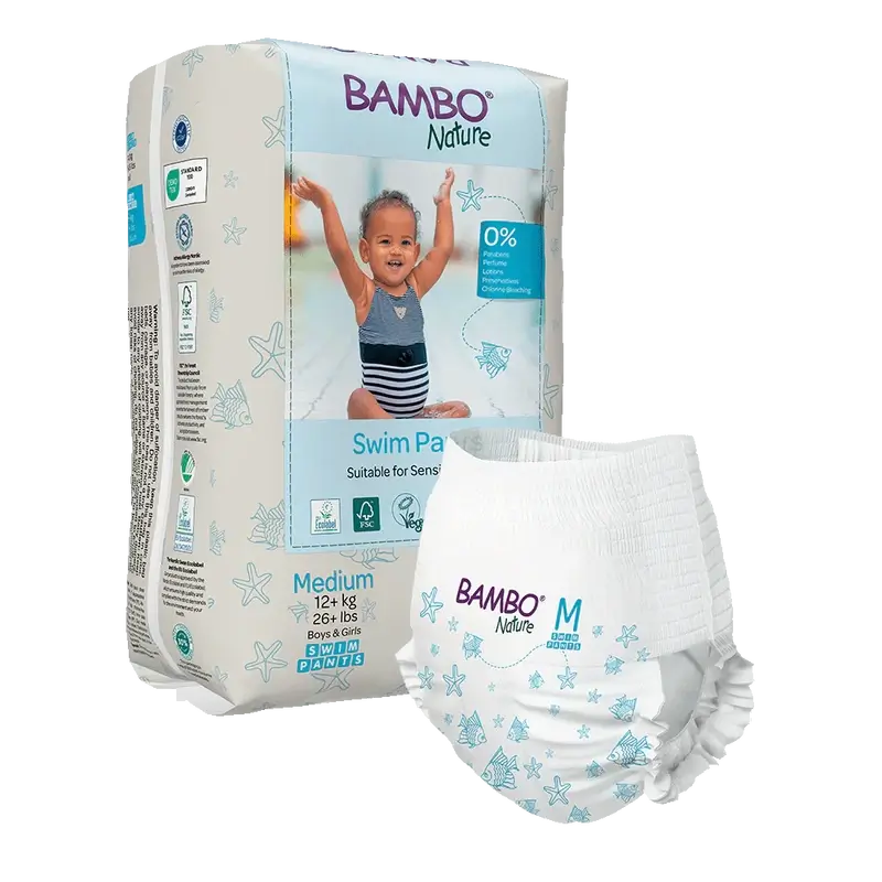 Pannolini Bambo Nature Water taglia M (+12G), 12 pezzi
