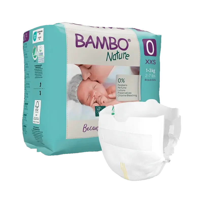 Pannolini Bambo Nature taglia 0 (1-3Kg), 24 pz.