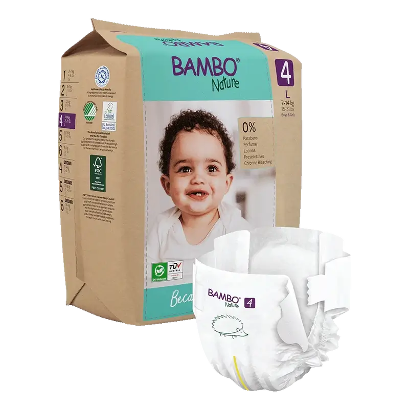 Pannolini Bambo Nature taglia 4 (7-14Kg), 24 pezzi