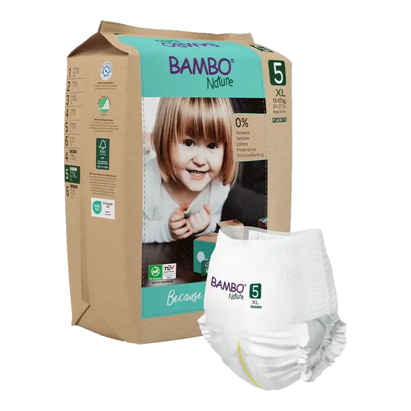 Pannolini Bambo Nature Pants Taglia 5 (12-18Kg), 19 pezzi