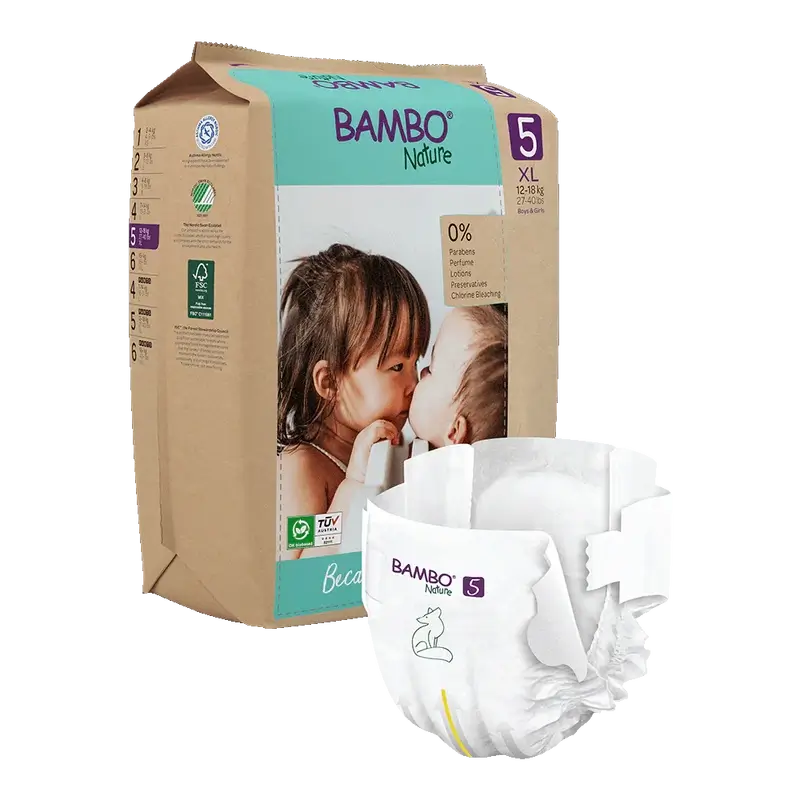 Pannolini Bambo Nature taglia 5 (12-18Kg), 22 pezzi
