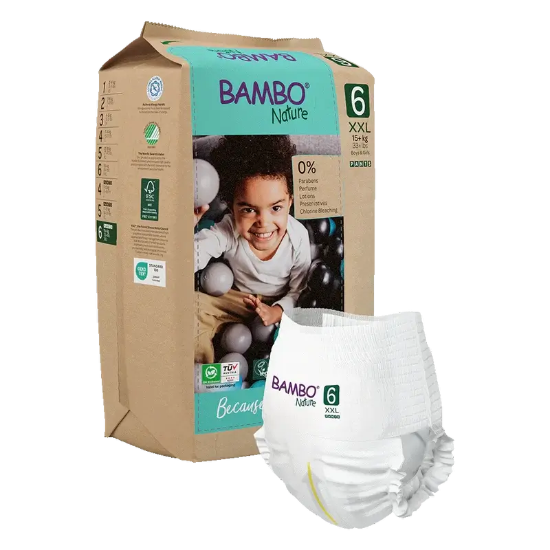Pannolini Bambo Nature Pants Taglia 6 (+18Kg), 18 pezzi.