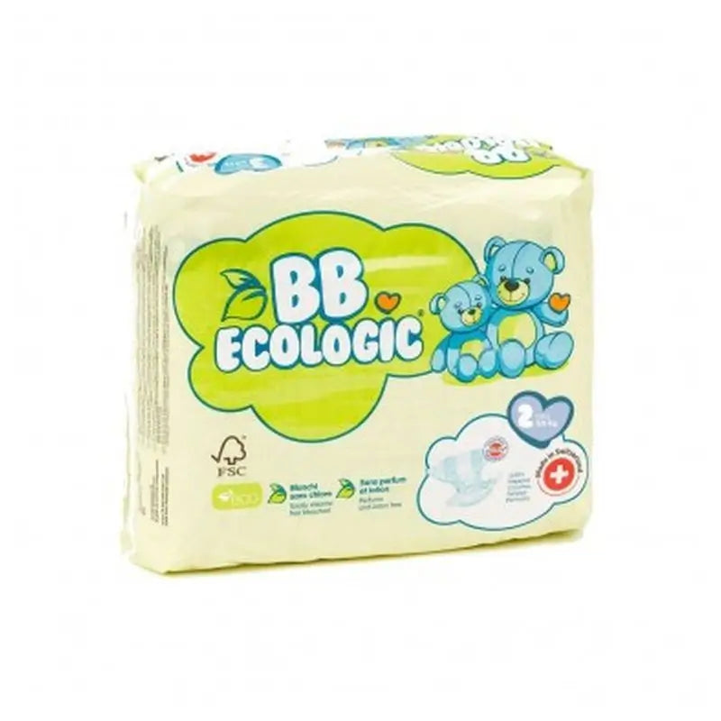 Bbeco Pañales Ecológicos Talla 2, (3-6 Kg) 32 Unidades