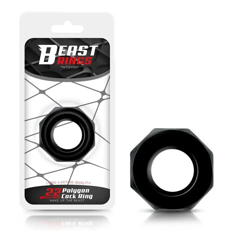 Anelli Bestia Anello per pene poligonale super flessibile 2,2 cm nero