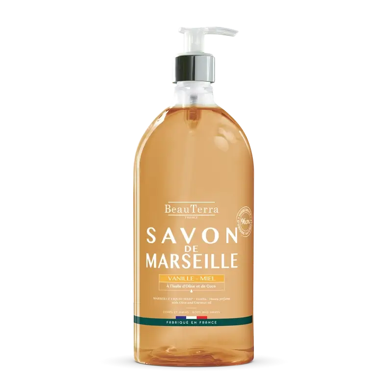 Beauterra Saponi di Marsiglia Sapone di Marsiglia Vaniglia e Miele , 1000 ml