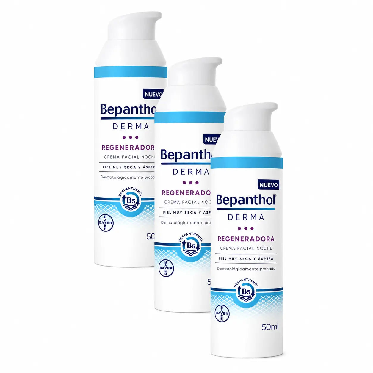 Bepanthol Derma Rigenerante Crema Viso Notte Confezione da 3 x 50 ml