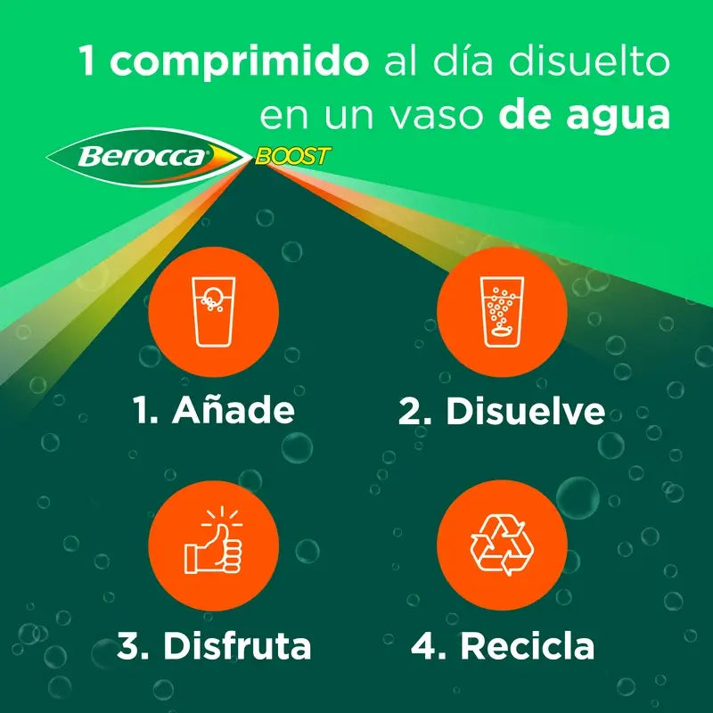 Berocca Boost Magnesio, Vitamine e Minerali con Guaranà, 15 Compresse Effervescenti