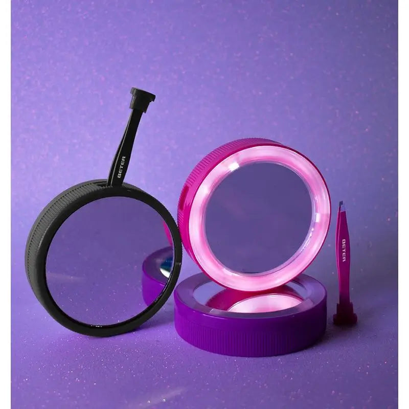 Beter Oooh! Doppio specchio con luce a led e pinzette a punta obliqua