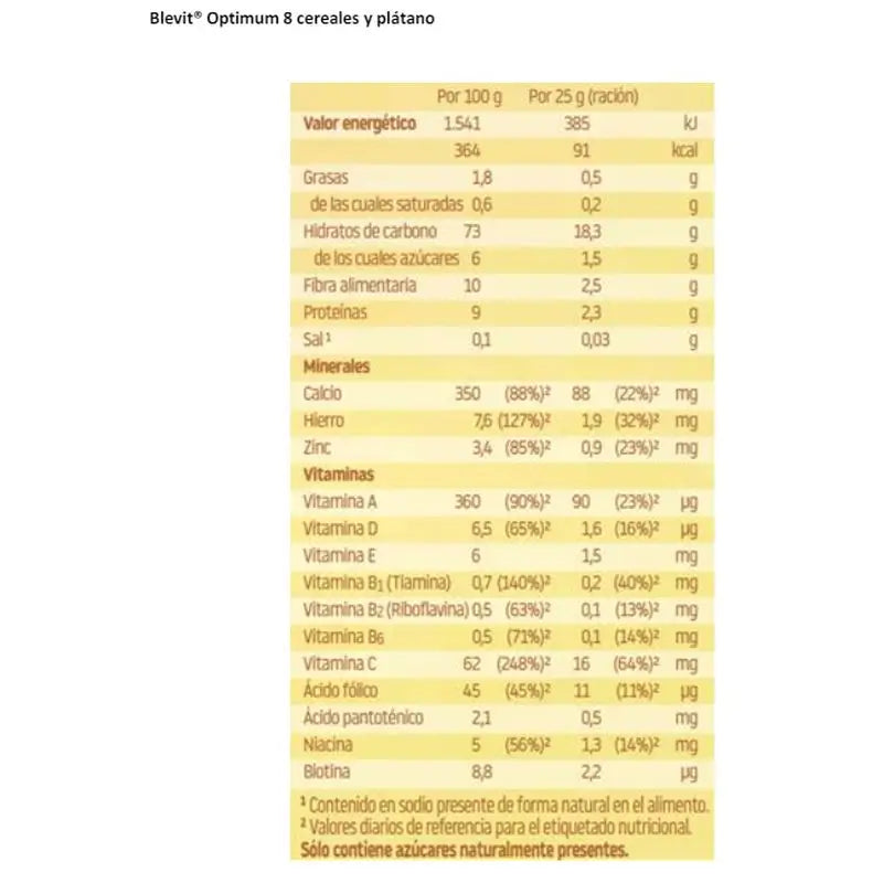 Blevit Alimentazione Infantile Optimum 8 Cereali + Banana, 250g