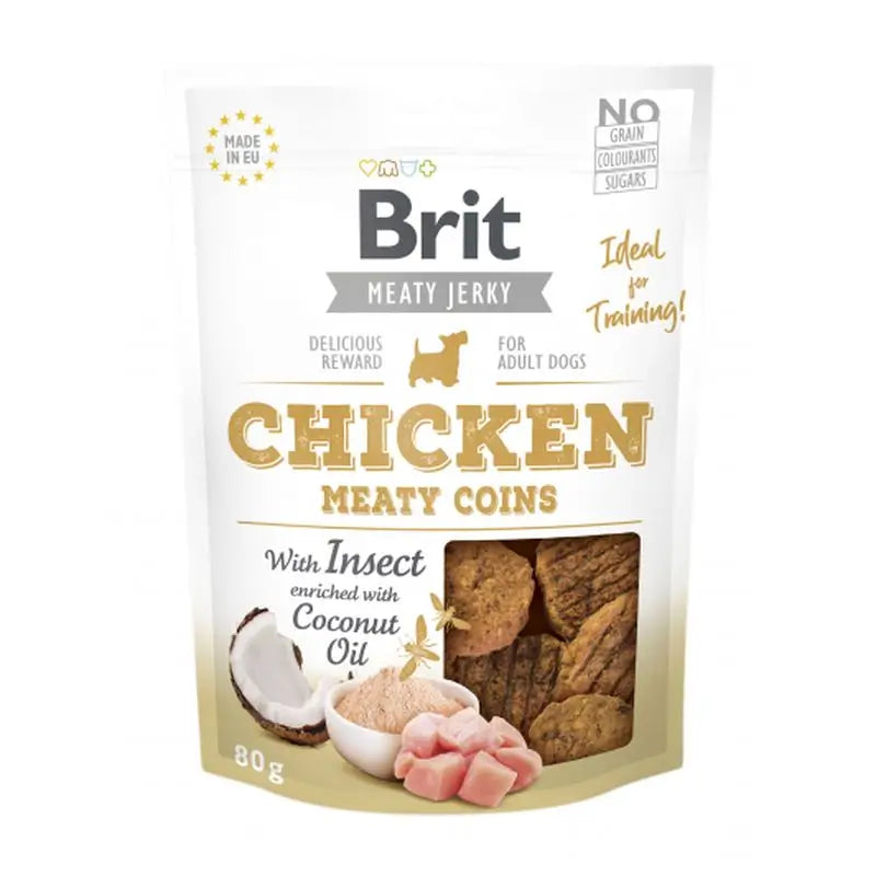 Brit Jerky Snack con Insetti Monete di Pollo 80Gr per cani