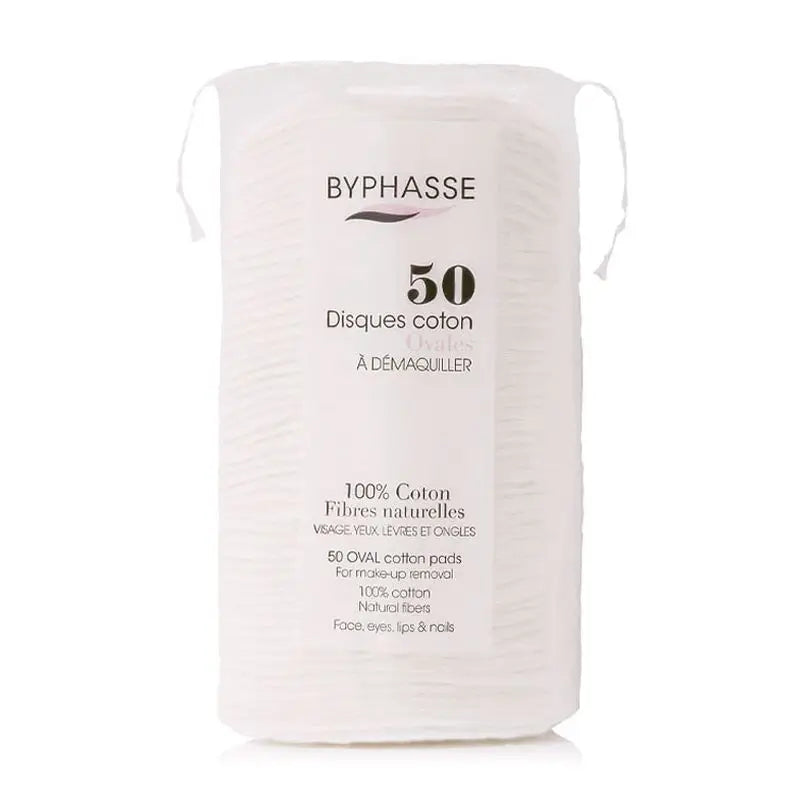 Byphasse Pad ovali in cotone per lo strucco, 50 pezzi.