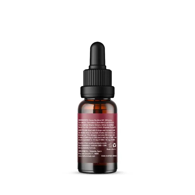 CBD HOME Olio di CBD 20% + CBN 20% + Ashwagandha + Zafferano, 10 ml