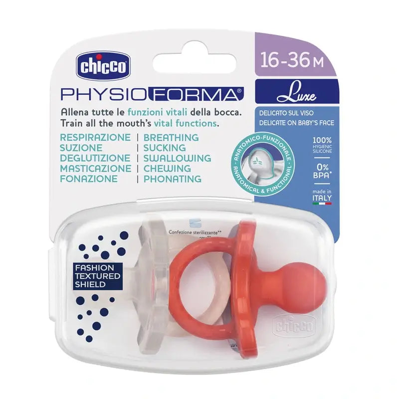 Chicco Physioforma Luxe Succhietto 16-36 2 pezzi Arancione-Grigio