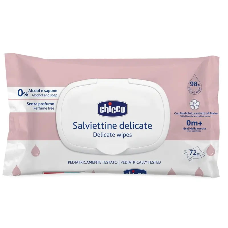 Chicco Salviette detergenti delicate con coperchio 72 unità