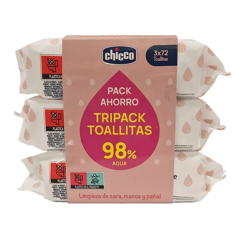 Chicco Tripack Salviette Delicate Con Coperchio 3X72 Pz.