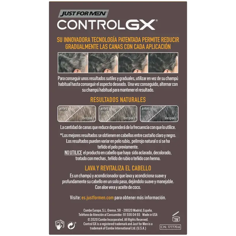 Just For Men Control Gx Grey Hair Reducer 2 In 1 Shampoo e Balsamo 118 ml