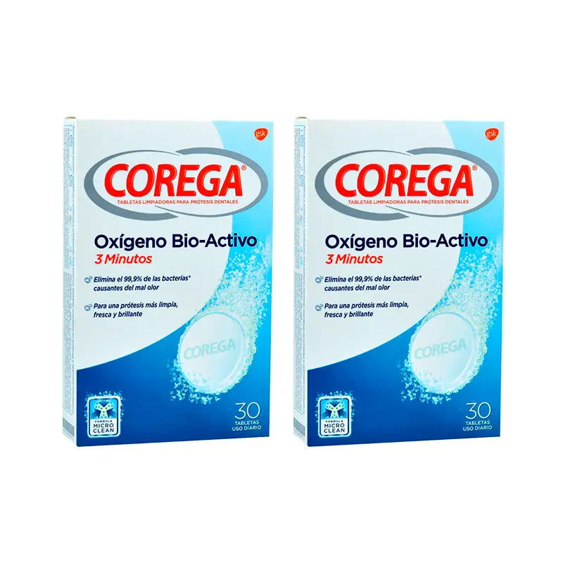 Corega Duplo Pulizia ad azione totale per protesi, 2 x 30 compresse