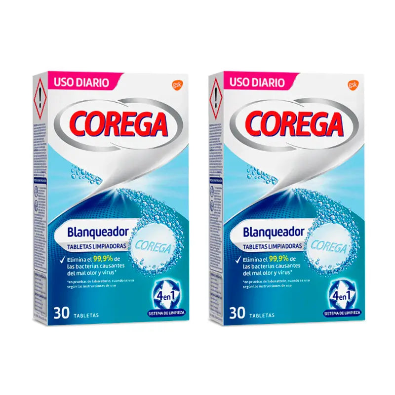 Corega Duplo Compresse detergenti sbiancanti, 2 x 30 pz.