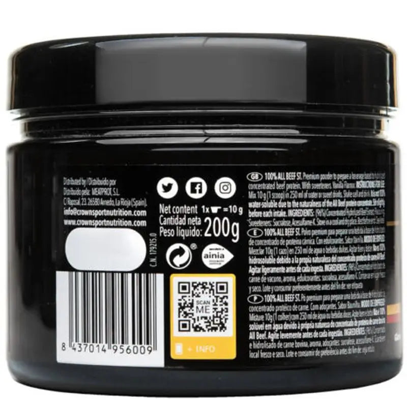 Crown Sport Nutrition 100% All Beef Vanilla , 200 g (20 porzioni)