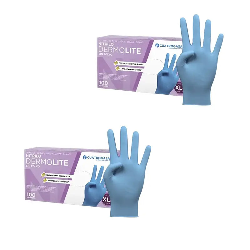 Cuatrogasa Cuatrogasa Guanti in nitrile senza polvere Dermolite Blu Taglia Xl, 2X100 Unità