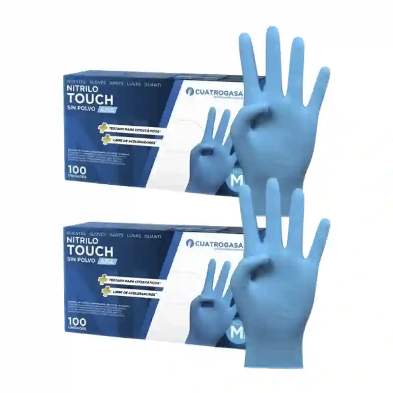 Cuatrogasa Guanti in nitrile senza polvere blu taglia M, 2X100 unità