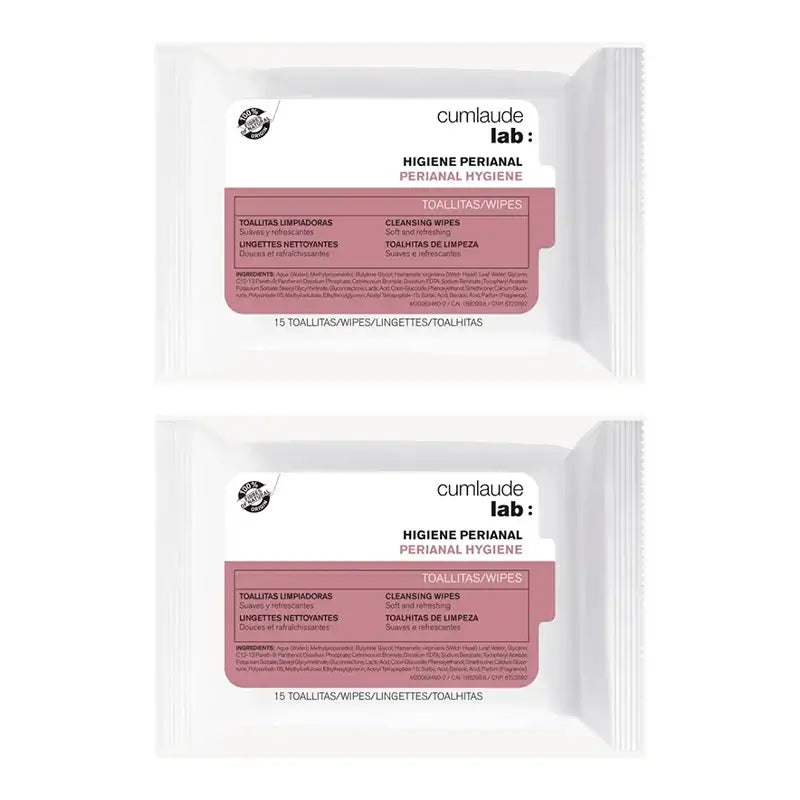 Cumlaude Lab Salviette detergenti perianali, confezione da 2 x 15 unità