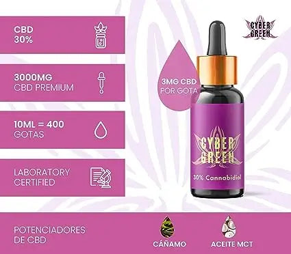 Cybergreen Olio di Cbd Puro a Spettro Completo 30% Olio di Cocco Base 0% Thc, 10 ml