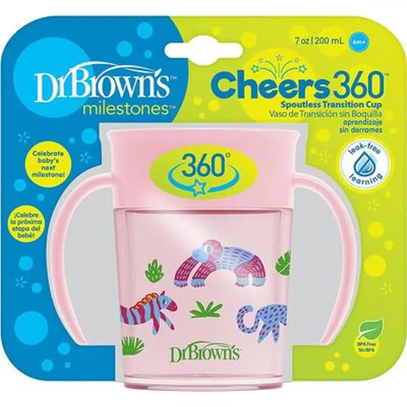 Dr. Brown's 360 Cup senza boccaglio rosa con maniglie 200 ml